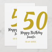 50歳の誕生日 名前 日付 年 黒 テンプレート へ (正面/裏面)