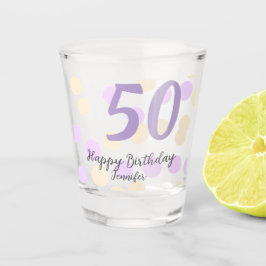 50歳の誕生日 名前 日付 紫 オレンジ ドット ショットグラス