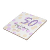 50歳の誕生日 名前 日付 紫 オレンジ ドット タイル (側面)