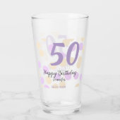 50歳の誕生日 名前 日付 紫 オレンジ ドット タンブラーグラス (裏面)