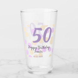 50歳の誕生日 名前 日付 紫 オレンジ ドット タンブラーグラス
