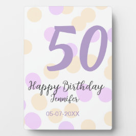 50歳の誕生日 名前 日付 紫 オレンジ ドット フォトプラーク