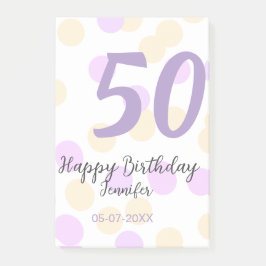 50歳の誕生日 名前 日付 紫 オレンジ ドット ポストイット