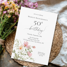 50歳の誕生日 女性らしい水彩の野の花