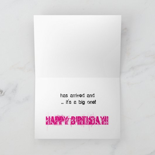 50歳の誕生日、妹、ピンクの文字が白。 カード (内部)