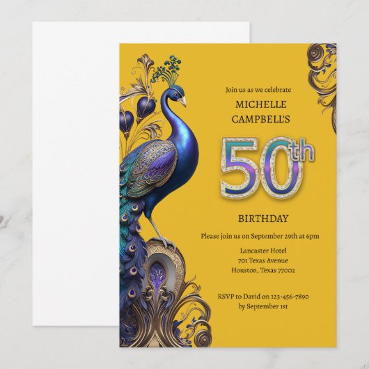 50歳の誕生日, 孔雀 招待状 (正面/裏面)
