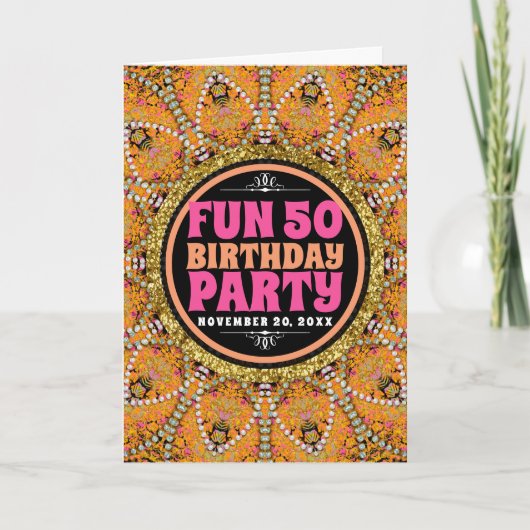 50歳の誕生日 東洋のエネルギーが溢れるパーティー 招待状 (正面)