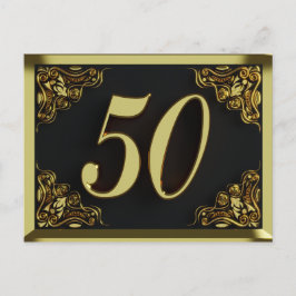 50歳の誕生日 王室ゴールドの招待状またはグリーティングカード ポストカード