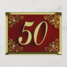 50歳の誕生日 王室 ゴールド 赤 招待状