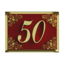 50歳の誕生日 王室 ゴールド 赤 招待状