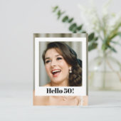 50歳の誕生日 現代の写真サプライズ ポストカード (スタンド正面)