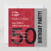 50歳の誕生日 現代の赤 銀 黒 ユーモア Y164 招待状 (裏面)