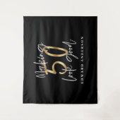 50歳の誕生日 現代的なブラックとゴールドのスタイリッシュ タペストリー (正面)