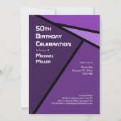 50歳の誕生日 現代的な紫の幾何学的な形 招待状 (正面)