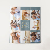 50歳の誕生日 現代的な黒と金の写真コラージュ タペストリー (正面)