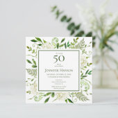 50歳の誕生日 白いハイドランジア 招待状 (スタンド正面)