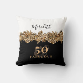 50歳の誕生日 豪華なゴールドの花 エレガントで上品 クッション