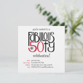 50歳の誕生日 赤い招待状 招待状 (スタンド正面)