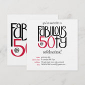 50歳の誕生日 赤い招待状 招待状 (正面/裏面)