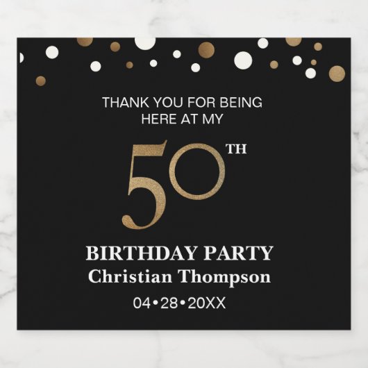 50歳の誕生日、金ゴールドとブラックテーマ感謝していよ ビールラベル (シングルラベル)