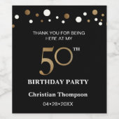 50歳の誕生日、金ゴールドとブラックテーマ感謝していよ ワインラベル (シングルラベル)
