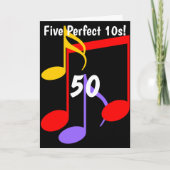 50歳の誕生日 音符の折り紙グリーティングカード カード (正面)
