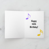 50歳の誕生日 音符の折り紙グリーティングカード カード (内部)