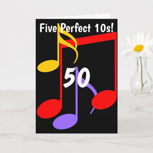 50歳の誕生日 音符の折り紙グリーティングカード カード (小さな植物)