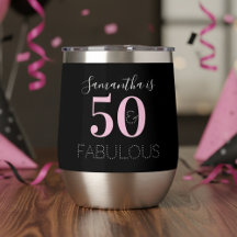 50歳の誕生日 黒とピンクの名入れ