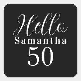 50歳の誕生日 黒と白のパーティー スクエアシール