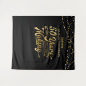 50歳の誕生日 黒と金の写真用背景 タペストリー (正面(横))