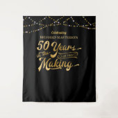 50歳の誕生日 黒と金の写真用背景 タペストリー (正面)