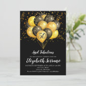 50歳の誕生日 黒と金 招待状 (スタンド正面)
