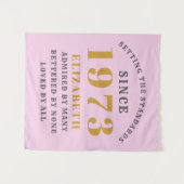 50歳の誕生日 1973年生まれ 名前を追加 ピンク グレー タペストリー (正面(横))