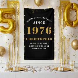 50歳の誕生日 1976年生まれ 名前を追加 ブラックゴールド 横断幕