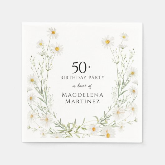 50歳の誕生日 4月の誕生月 花 スタンダードカクテルナプキン (正面)