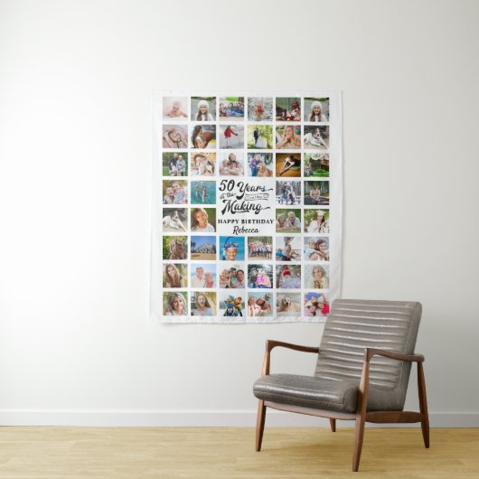 50歳の誕生日 44枚の写真コラージュパーティーの背景 タペストリー (インサイチュ)