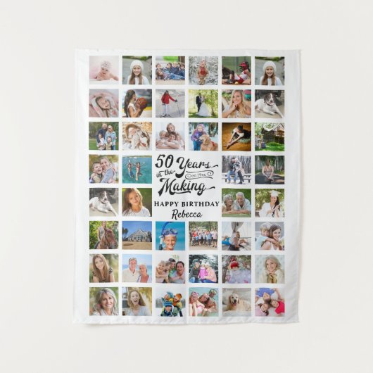 50歳の誕生日 44枚の写真コラージュパーティーの背景 タペストリー (正面)