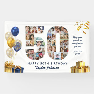 50歳の誕生日 50のフォトコラージュ 白金 横断幕