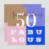 50歳の誕生日 50の素敵な モダンな誕生日パーティー 招待状 (正面/裏面)