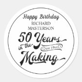 50歳の誕生日 50年の歳月を経て  - オーダーメイド ラウンドシール (正面)