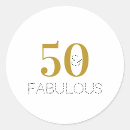 50歳の誕生日 50才ステキ ゴールド ホワイト ラウンドシール