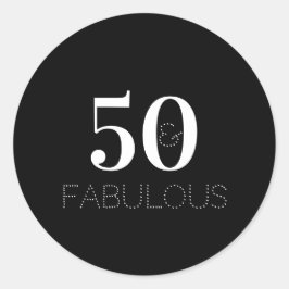 50歳の誕生日 50才ステキ 黒白 ラウンドシール