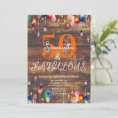 50歳の誕生日 50歳でも素敵 ライト ラスティック 招待状 (スタンド正面)