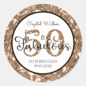 50歳の誕生日 50 AND FABULOUS エレガントでパーソナライズされた ラウンドシール (正面)
