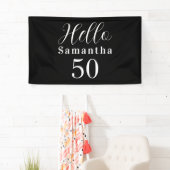 50歳の誕生日 Hello 50 ブラック ホワイト 誕生日 横断幕 (インサイチュ)