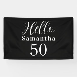 50歳の誕生日 Hello 50 ブラック ホワイト 誕生日 横断幕