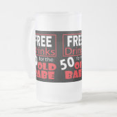 50歳の誕生日Babeのための無料ドリンク フロストグラスビールジョッキ (正面左)