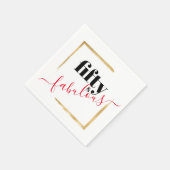50歳の誕生日Fabulousブラックエレガント&金ゴールド スタンダードカクテルナプキン (角)