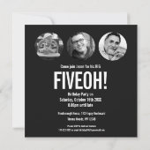 50歳の誕生日FIVE OH！フォトモノ白黒 招待状 (裏面)